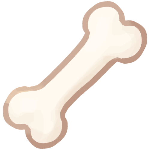 A classic 'cartoon' style bone, colored in white.